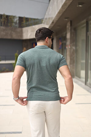 Erkek Polo Yaka Fermuar Detaylı Tişört