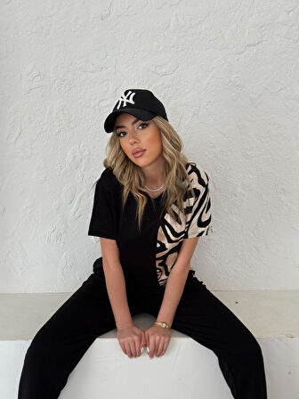 Kadın Bisiklet Yaka Kısa Kol  Bluz Ve Pantolon Ikili Takım