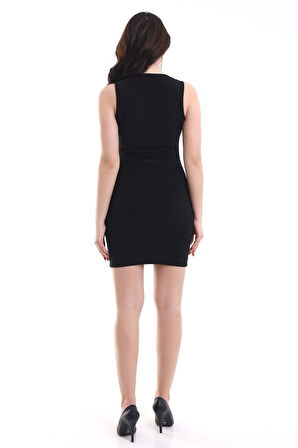 Kadın Kare Yaka Kolsuz Sandy Kumaş Fırsat Ürün Diz Üstü Elbise