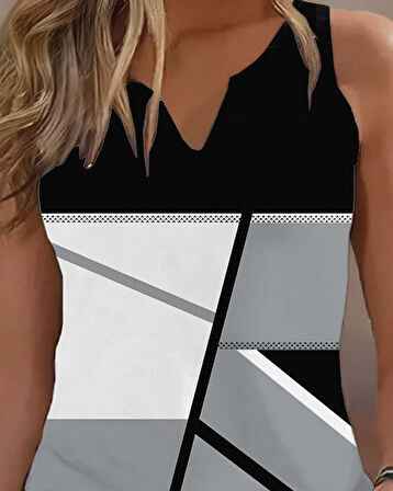 Kadın Kolsuz V Yaka Mikro Bluz