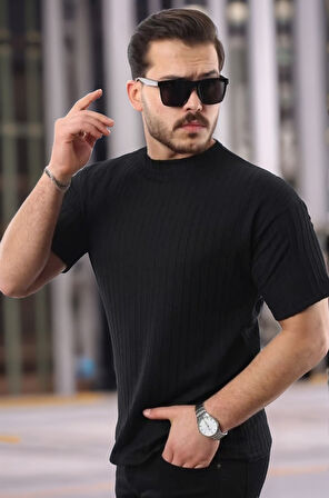 Erkek Kısa Kollu örgü Kumaş Bisiklet Yaka T-shirt