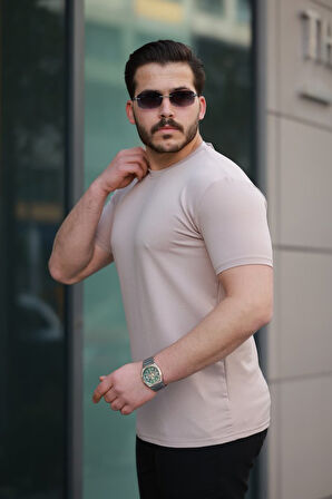 Erkek Kısa Kollu çizgi Kabartma Detaylı T-shirt