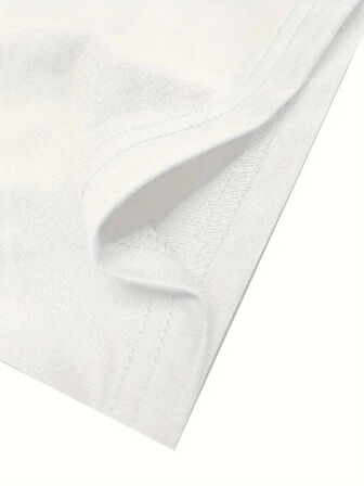 Baskılı Oversize Bisiklet Yaka T-shirt - Beyaz