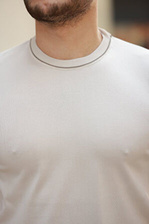 Erkek Bisiklet Yaka Ribanalı Kısa Kollu Tshirt