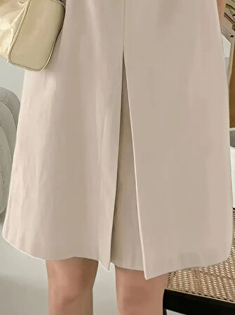 Kadın Askılı Sıfır Kol A Kesim Detaylı Ithal Krep Elbise