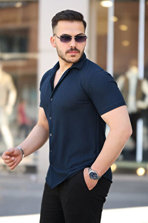 Erkek Kısa Kollu örme Kumaş Pamuklu Gömlek