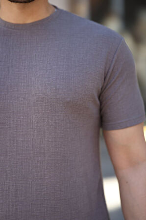 Erkek Ağaç Kabuğu Desenli Kısa Kollu T-shirt