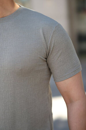 Erkek Ağaç Kabuğu Desenli Kısa Kollu T-shirt