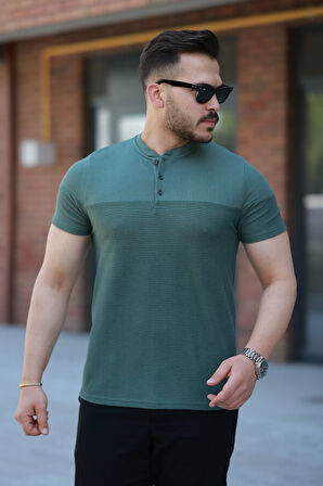 Erkek Hakim Yakalı Kısa Kollu Pamuklu T-shirt