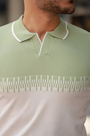 Erkek Hemşire Yaka çift Renk Kısa Kollu Tişört