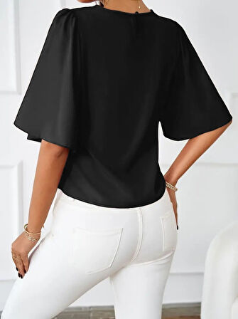 Kadın Kısa Kollu Yuvarlak Yaka Sandy Bluz