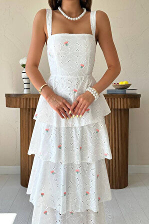 Pembe Kat Kat Arkası Bağlamalı Elbise