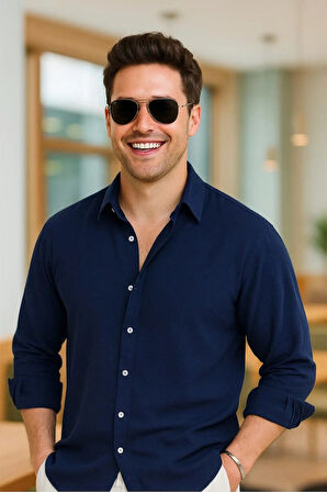 Erkek Uzun Kollu Regular Sofya Keten Gömlek