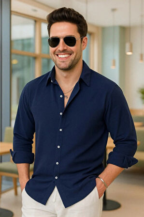 Erkek Uzun Kollu Regular Sofya Keten Gömlek