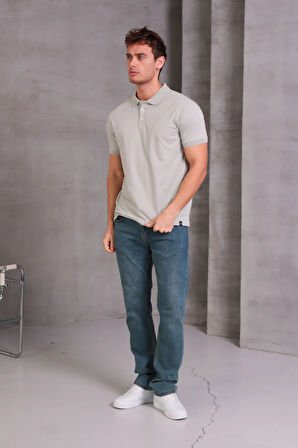 Erkek Slim Fit Pamuklu Yumuşak Doku Nefes Alan Kumaş Yakalı Tişört