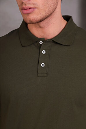 Erkek Slim Fit Pamuklu Yumuşak Doku Nefes Alan Kumaş Yakalı Tişört