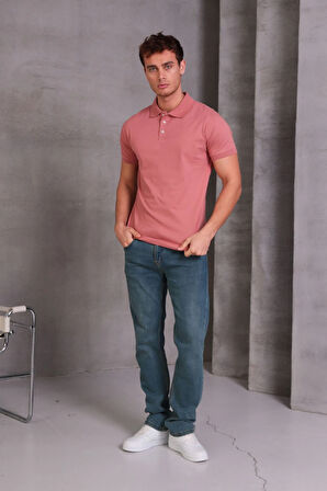 Erkek Slim Fit Pamuklu Yumuşak Doku Nefes Alan Kumaş Yakalı Tişört