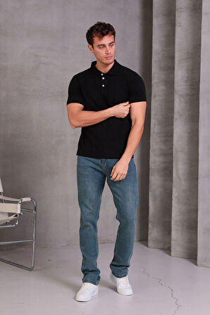 Erkek Slim Fit Pamuklu Yumuşak Doku Nefes Alan Kumaş Yakalı Tişört