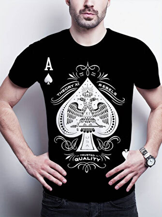 Erkekkısa Kollu Yuvarlak Yaka Desenli Viskon T-shirt