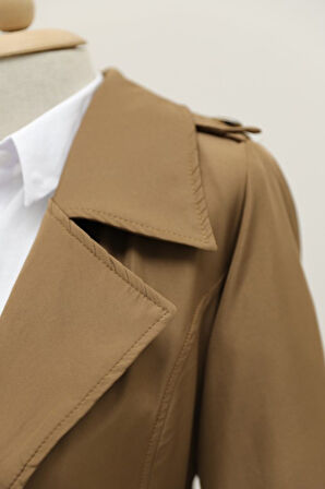 Astarlı Kemerli Trenckot -Taba