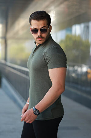 Erkek Hakim Yaka Dokuma Pamuklu Kumaş Kısa Kollu Tişört