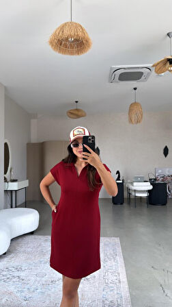 Kadın Polo Yaka Mini Elbise
