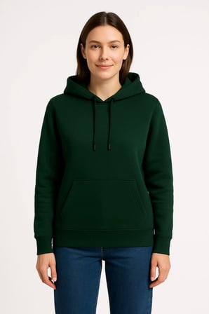 Üç İplik Kapüşonlu Kanguru Çepli SweatShirt Hoodie - Haki