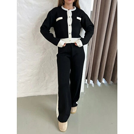 Kadın Uzun Kollu şerit Detay Triko Takım