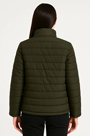 Bomber Mont Ceket – Su İtici Kumaş, Kapitone Astarlı, Fermuarlı, Kışlık - Haki