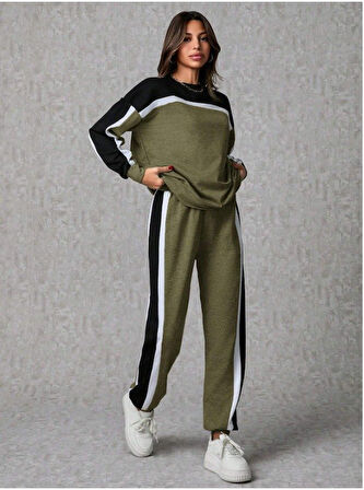 Kadın Uzun Kollu şerit Detay Eşofman Takım