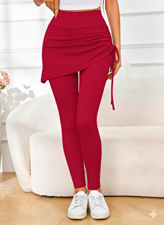 Kadın Yüksek Bel Yandan Büzgülü Alttan Uzun Kaşkorse Tayt Etek