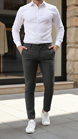 Erkek Slim Fit Likralı Gabardin Pantolon