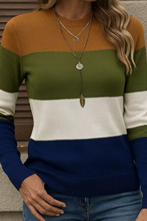 Kadın Uzun Kollu Yarı Balıkçı Yaka Triko Kazak