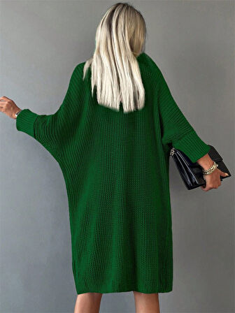 Oversize Kalıp Cepli Salaş Triko Hırka