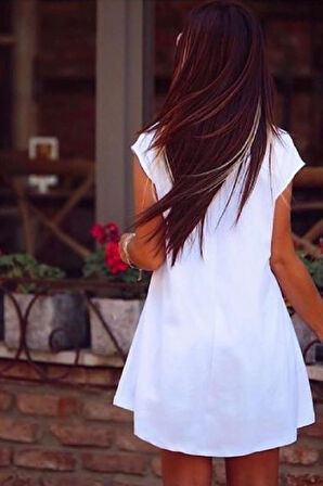 Kadın Kısa Kollu Asimetrik Viskon Kumaş Bluz