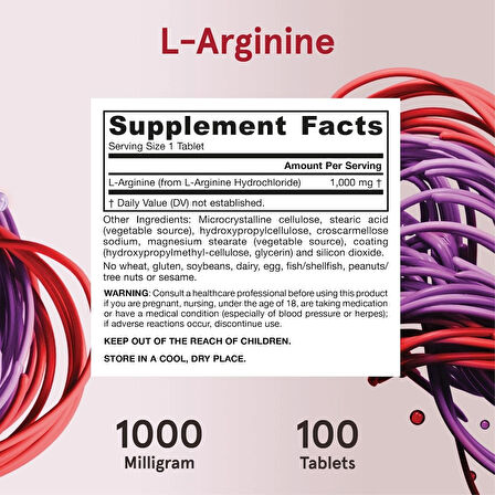 Jarrow Arginine Arjinin 1000 mg 100 Tablets