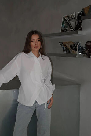 Jasmin Beyaz Yandan Bağlamalı Trend Gömlek JASMIN-1453