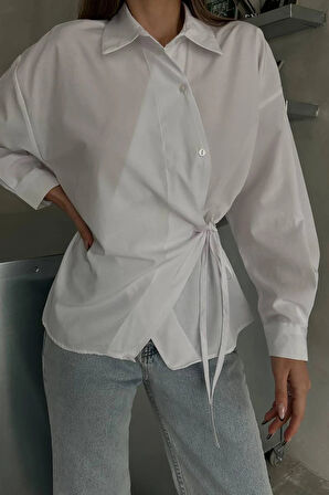 Jasmin Beyaz Yandan Bağlamalı Trend Gömlek JASMIN-1453