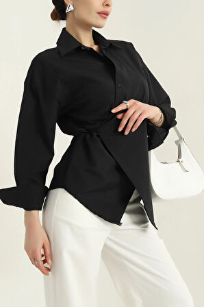 Jasmin Siyah Yandan Bağlamalı Trend Gömlek JASMIN-1453