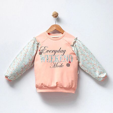 Jolbaby Fırfır Detaylı Baskılı Kız Çocuk Sweatshirt Bluz