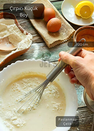 Çelik Çırpıcı Küçük Boy Yumurta Çırpıcı Kek Çırpıcı Çorba Çırpıcısı 20 cm