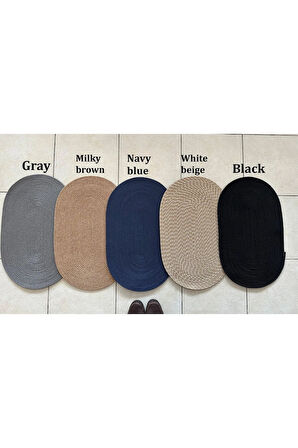 Jüt Düz Banyo Paspası Oval Kahverengi