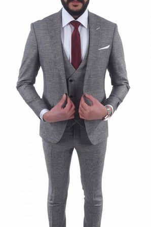 Jan Carlucci Slimfit Yelekli Drop 6 Takım-GRİ