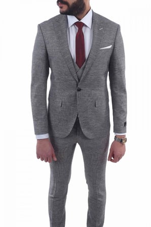 Jan Carlucci Slimfit Yelekli Drop 6 Takım-GRİ