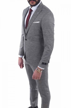 Jan Carlucci Slimfit Yelekli Drop 6 Takım-GRİ