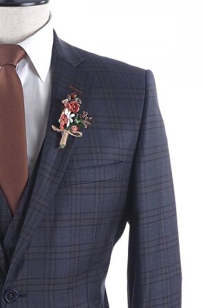 Jan Carlucci Yünlü  Slimfit Yelekli Drop 6 Takım