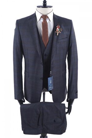 Jan Carlucci Yünlü  Slimfit Yelekli Drop 6 Takım