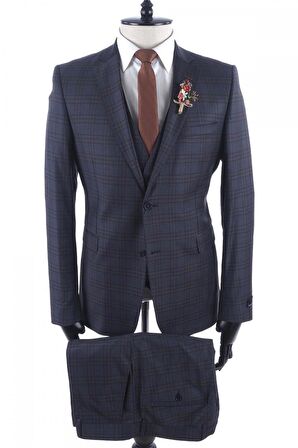 Jan Carlucci Yünlü  Slimfit Yelekli Drop 6 Takım