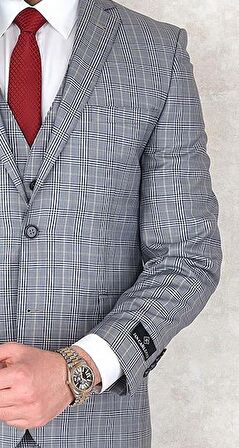 Jan Carlucci Yünlü  Slimfit Yelekli Drop 6 Takım