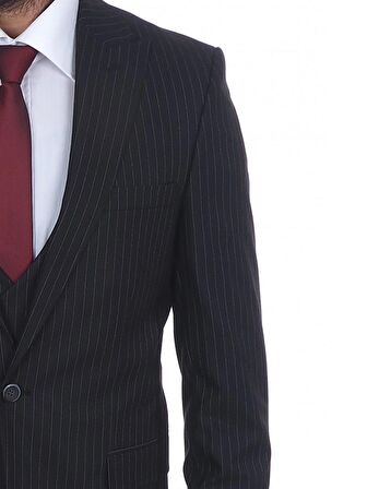 Fonte Falcao Slimfit Yelekli Drop 6 Takım-Siyah